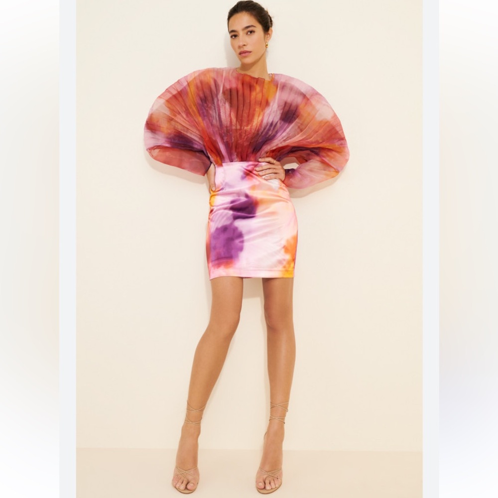 Andrea Iyamah Orange and Pink Ombre Sheer Dress